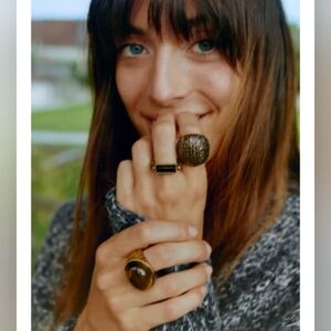 Zara 3 Pack Stone Gold Ring Set